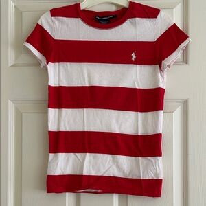 Ralph Lauren women’s junior Red & White Striped Short Sleeve Tee